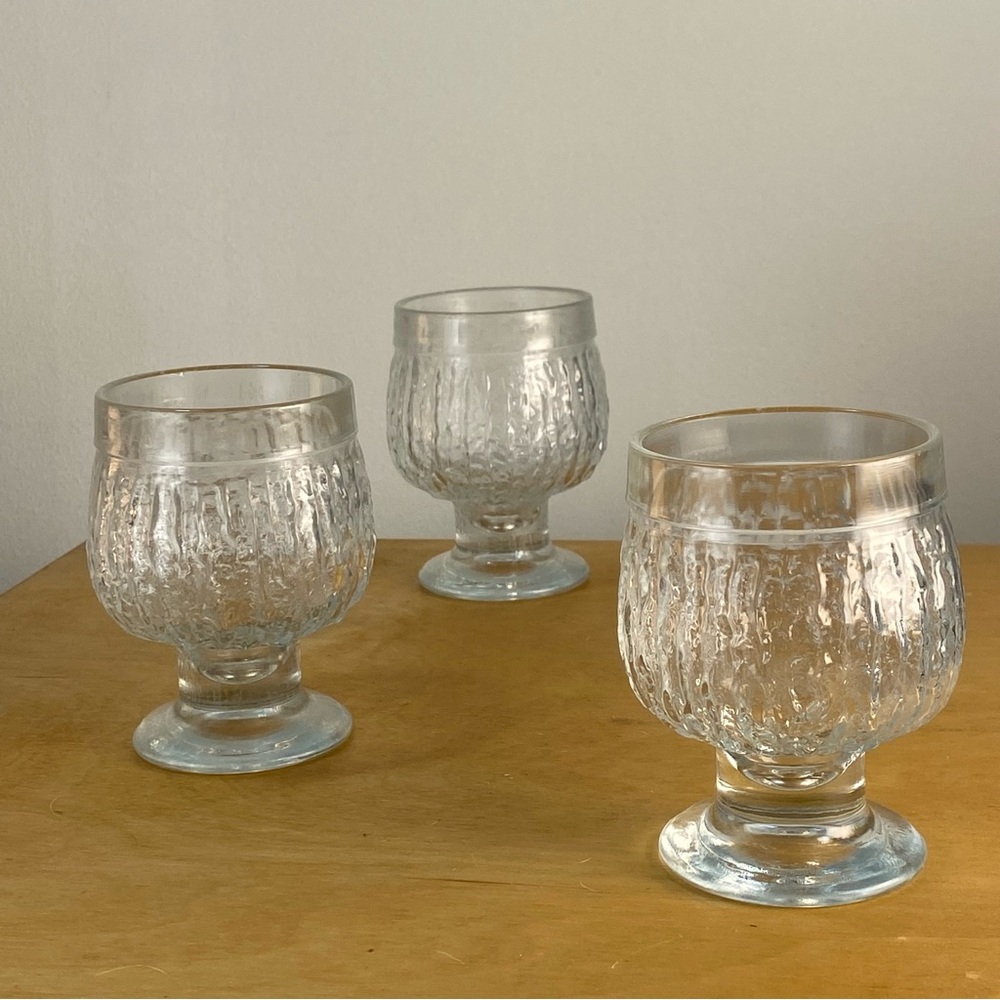 Three Vintage Scandinavian Drinking Glass, Riihimäki Kehrä, Nanny Still, Finland